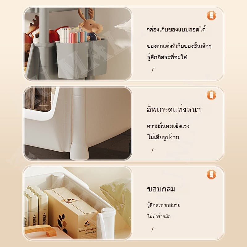 ชั้นวางของพลาสติก 3/4/5ชั้นวางหนังสือ ในครัว ชั้นวางของล้อเลื่อน ชั้นวางเอนกประสงค์ ชั้นหนังสือ รูปที่ 3