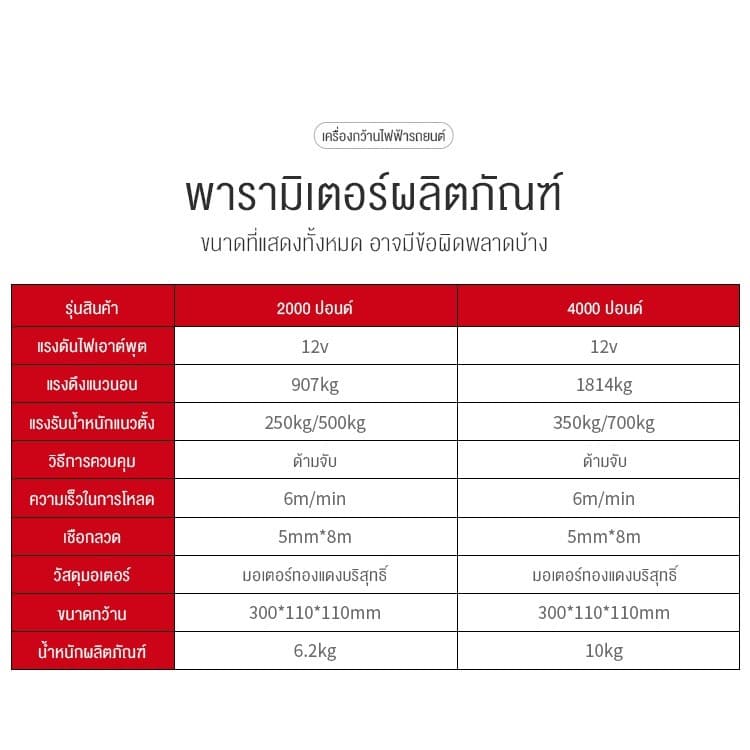 รอกไฟฟ้า12v แรงดึงแนวนอน 1814kg ส่วนใหญ่ใช้สำหรับรถ ใช้งานง่าย กันน้ำ กันน้ำมัน และทนทานมาก มอเตอร์ทองแดงบริ รูปที่ 9