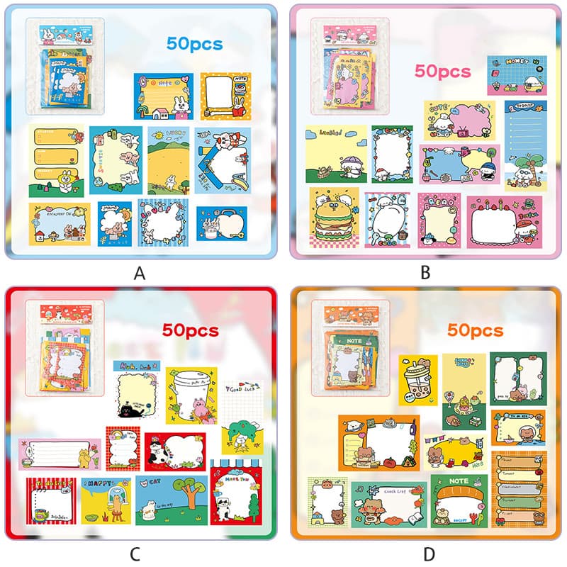 50 ชิ้นการ์ตูนสัตว์ Series Non-Sticky ข้อความกระดาษนักเรียนสมุดภาพกระดาษบันทึก รูปที่ 4