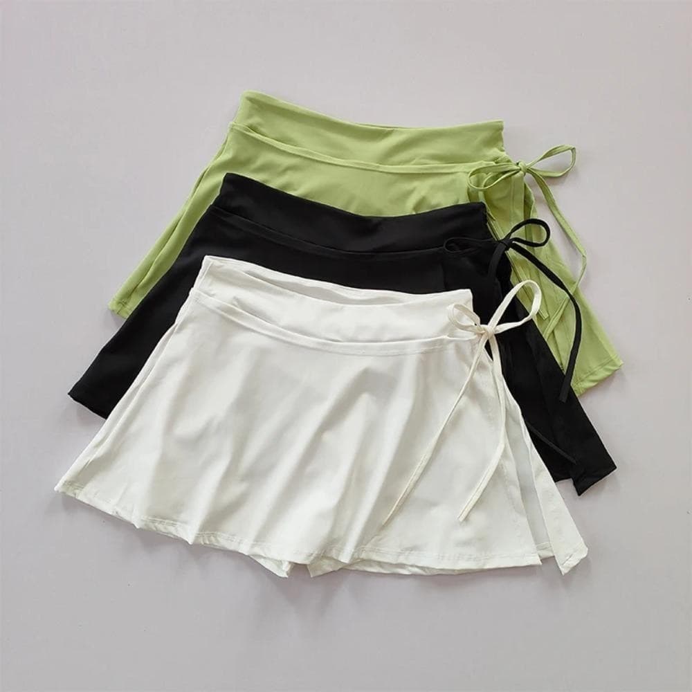 Trendyzone กระโปรงสั้น PVA สีพื้น สําหรับออกกําลังกาย เล่นโยคะ รูปที่ 3