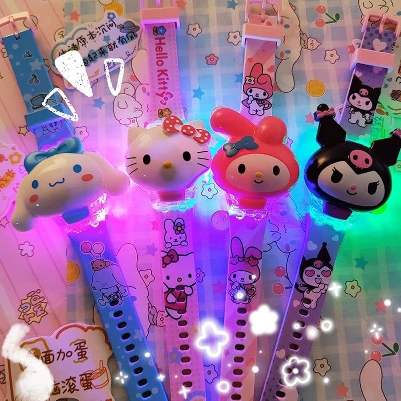 2025 Sanrio เด็ก LED 3D Kuromi Hello Kitty Melody Cinnamoroll Flip Luminous Music รูปที่ 8