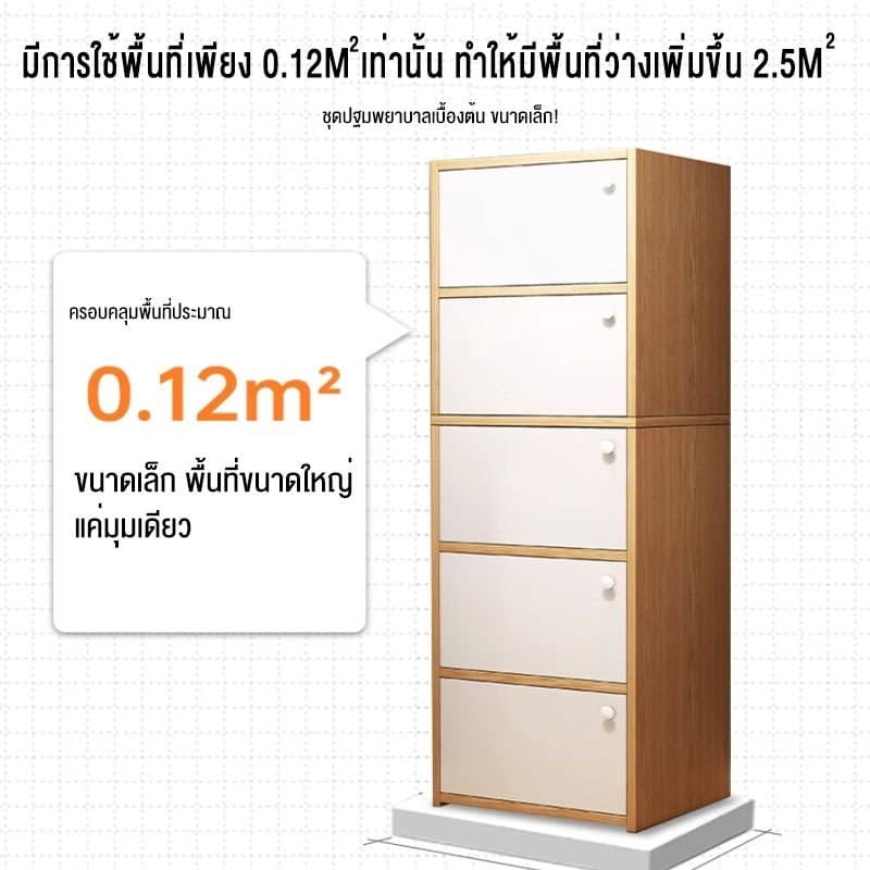 TTM ตู้เก็บของ ทำจากไม้ มีแผงประตู 90/120CM อเนกประสงค์ ความจุขนาดใหญ่ ชั้นวางหนังสือ รูปที่ 7