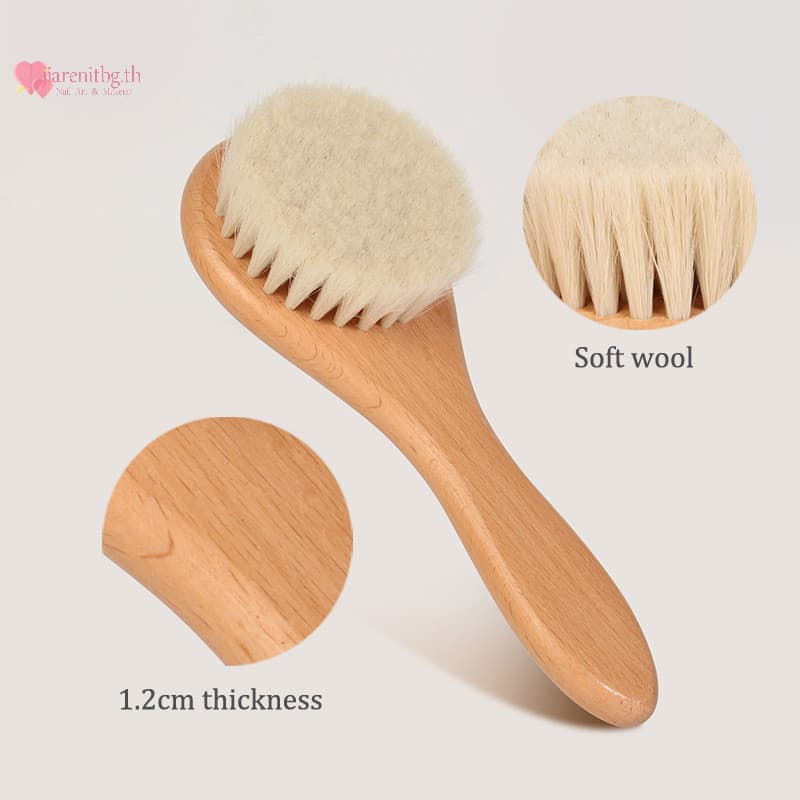 RENBG Baby Care Beech Handle แปรงเด็ก Hbrush ทารกแรกเกิดหวีสําหรับนวดสําหรับอาบน้ําเด็ก Pure Natur TH รูปที่ 4