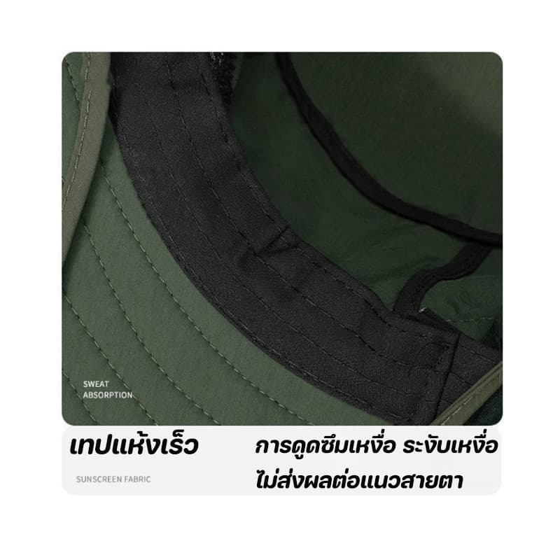 หมวกปีกกว้าง หมวกคลุมหน้ากันแดด ป้องกันรังสียูวี 99% กันฝุ่น กันร้อน เหมาะสำหรับการใช้งานกลางแจ้ง รูปที่ 6