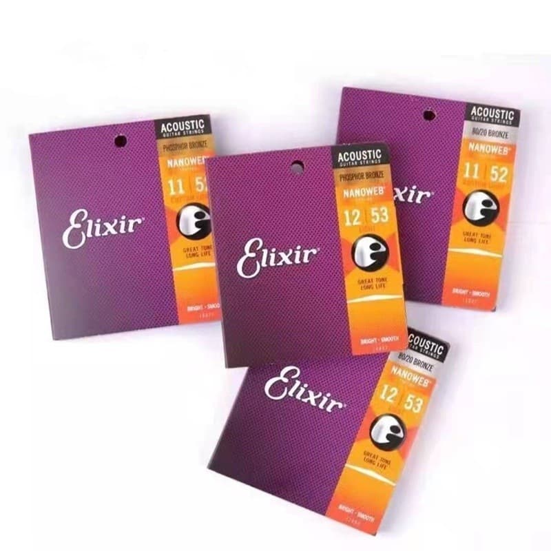 Ellxir®10-12 nanoweb coating/80/20 สายกีตาร ์ อะคูสติกสแตนเลสสีบรอนซ ์ เต ็ มรูปแบบ รูปที่ 1