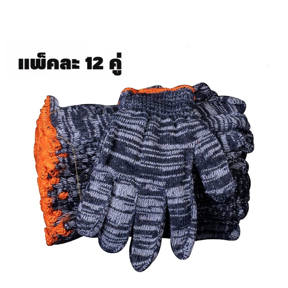 ถุงมือทอผ้าฝ้าย ถุงมือผ้า เกรดอย่างดี ถุงมือผ้าสีขาว เลือกความหนาได้ 12คู่ รูปที่ 5