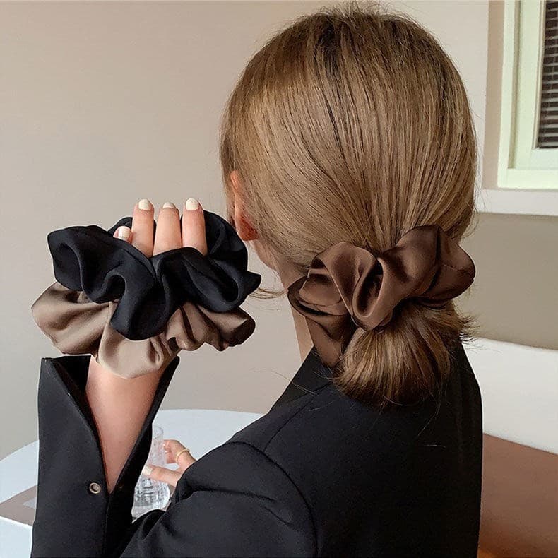 2024 ซาติน Scrunchy ผม Tie เกาหลีแถบคาดศีรษะหญิง Simple Headwear รูปที่ 1