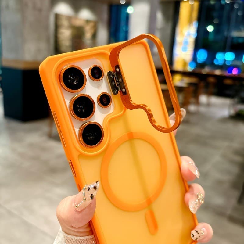 SAMSUNG หรูหรากระจายความร้อนmatteแม่เหล็กเคสโทรศัพท์สําหรับsamsung Galaxy S25 S24 S25Ultra S24Ultra S25 S24Plusเลนส์ป้องกันฟิล์มกล้องวงเล็บโลหะAntiลายนิ้วมือปกหลัง รูปที่ 5
