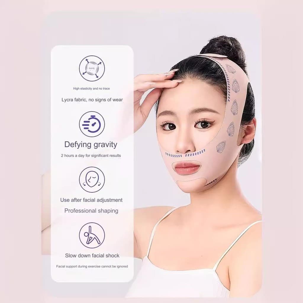 BEIKOTT เทปพันหน้ายกกระชับใบหน้า V Shape สายรัดกระชับสัดส่วน สายรัดแก้ม สายรัดมาส์กบาง สายรัดระบายอากาศเรียบ ลดเหนียง รูปที่ 5