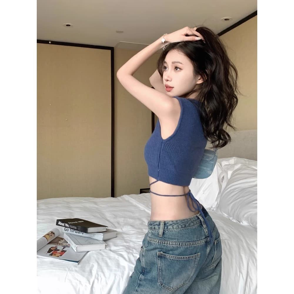 Gakki เสื้อครอปแขนกุด เสื้อกล้ามหญิง Y9306# รูปที่ 5
