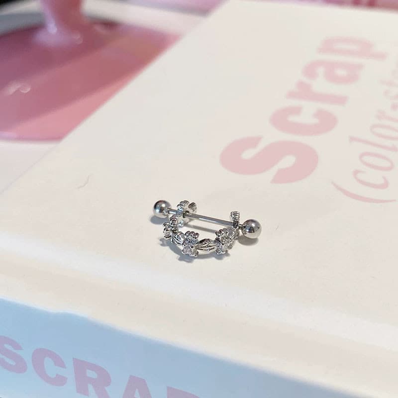 1 ชิ้นความงามโลหะผสม D-ring ต่างหูหู Rhinestone คู่สําหรับผู้หญิง รูปที่ 3
