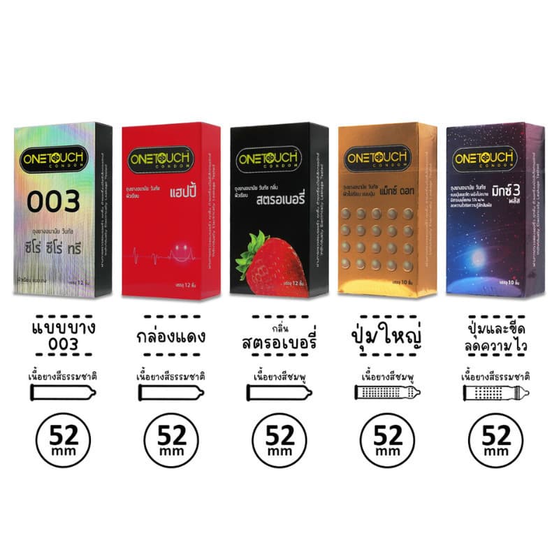 ถุงยางอนามัย เจลหล่อลื่น วันทัช Onetouch ขนาด 45-60 มม. รุ่น Limited รุ่นบาง รูปที่ 3