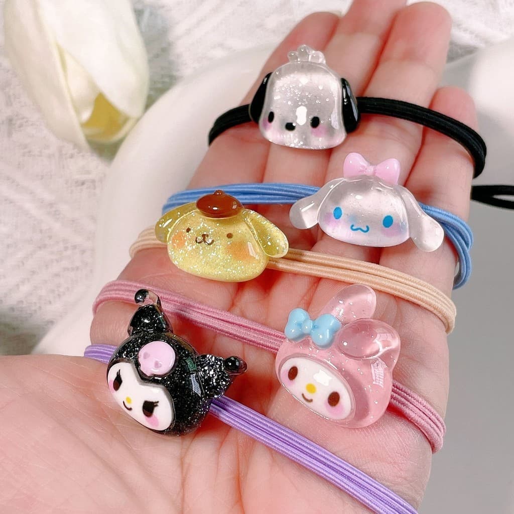 SANRIO ยางรัดผม แบบใส ลาย Cinnamoroll Kuromi น่ารัก รูปที่ 1