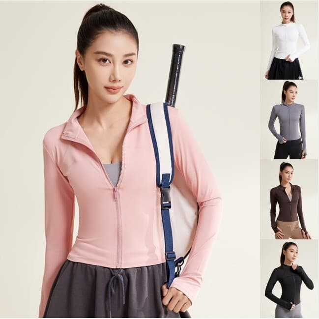 ArayaLady เสื้อกีฬาแจ็คเก็ตแขนยาวกันแดด เสื้อคลุมออกกำลังกายแขนยาว ผ้าดีทรงกระชับเข้ารูป YOGA-148 รูปที่ 1