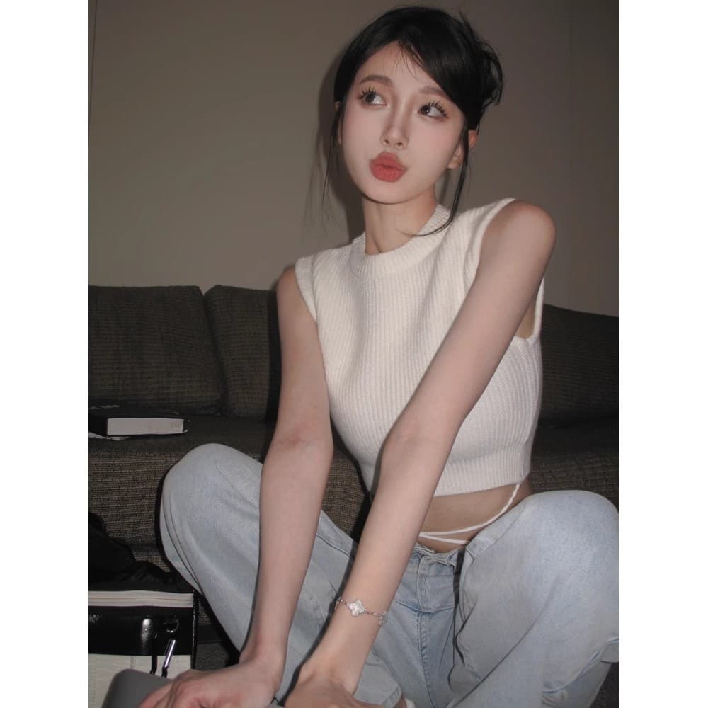 Gakki เสื้อครอปแขนกุด เสื้อกล้ามหญิง Y9306# รูปที่ 6