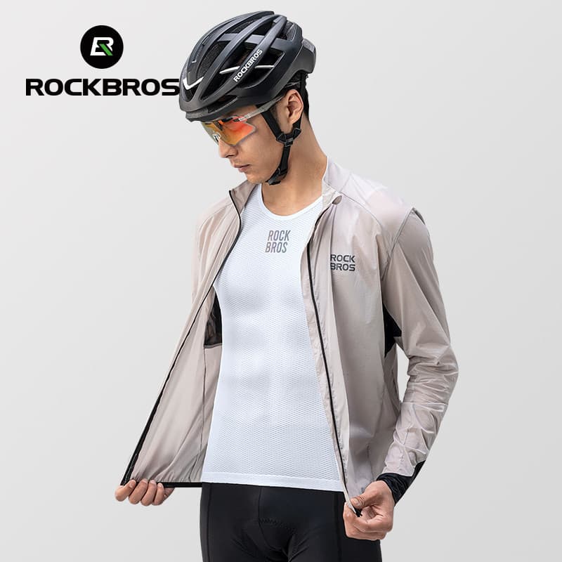 ROCKBROS ขี่จักรยานย์ฤดูร้อนแขนกุดสบายกีฬากลางแจ้งสวมใส่ระบายอากาศยืดหยุ่นสูงผู้ชายขี่จักรยานผ้าแน่น รูปที่ 4
