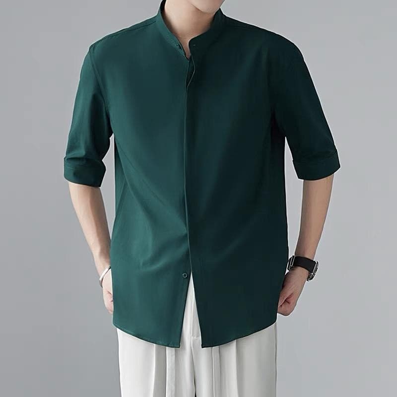 CLIFF เสื้อผู้ชาย เสื้อแขนสั้น เสื้อยืดสีพื้น สไตล์ทางธุรกิจ แฟชั่นที่เข้ากันได้หลากหลาย ระบายอากาศสบาย รูปที่ 3