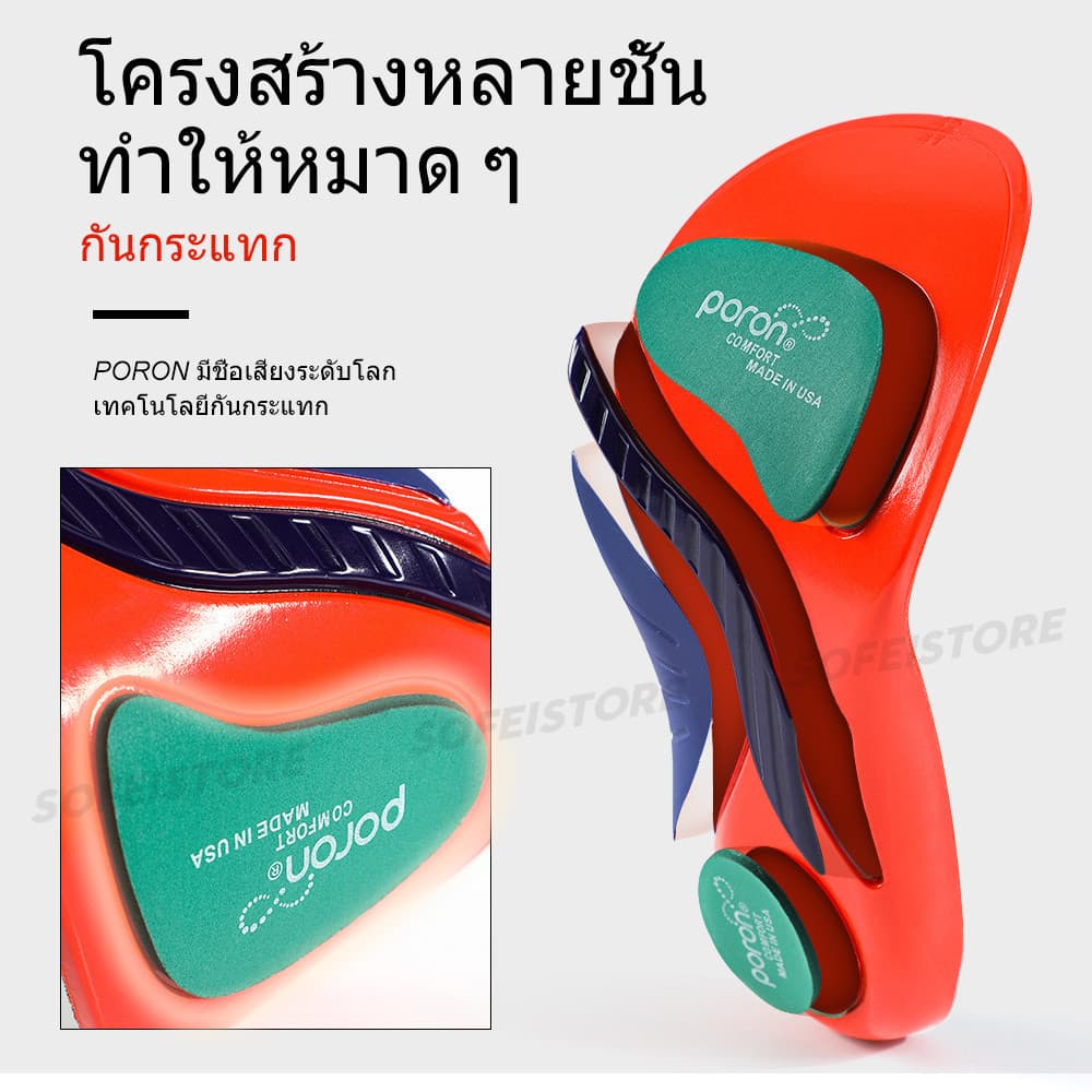 Poron พื้นรองเท้าแบบโค้งแบนดูดซับแรงกระแทกบรรเทาอาการปวดส้นเท้า1คู่ รูปที่ 8