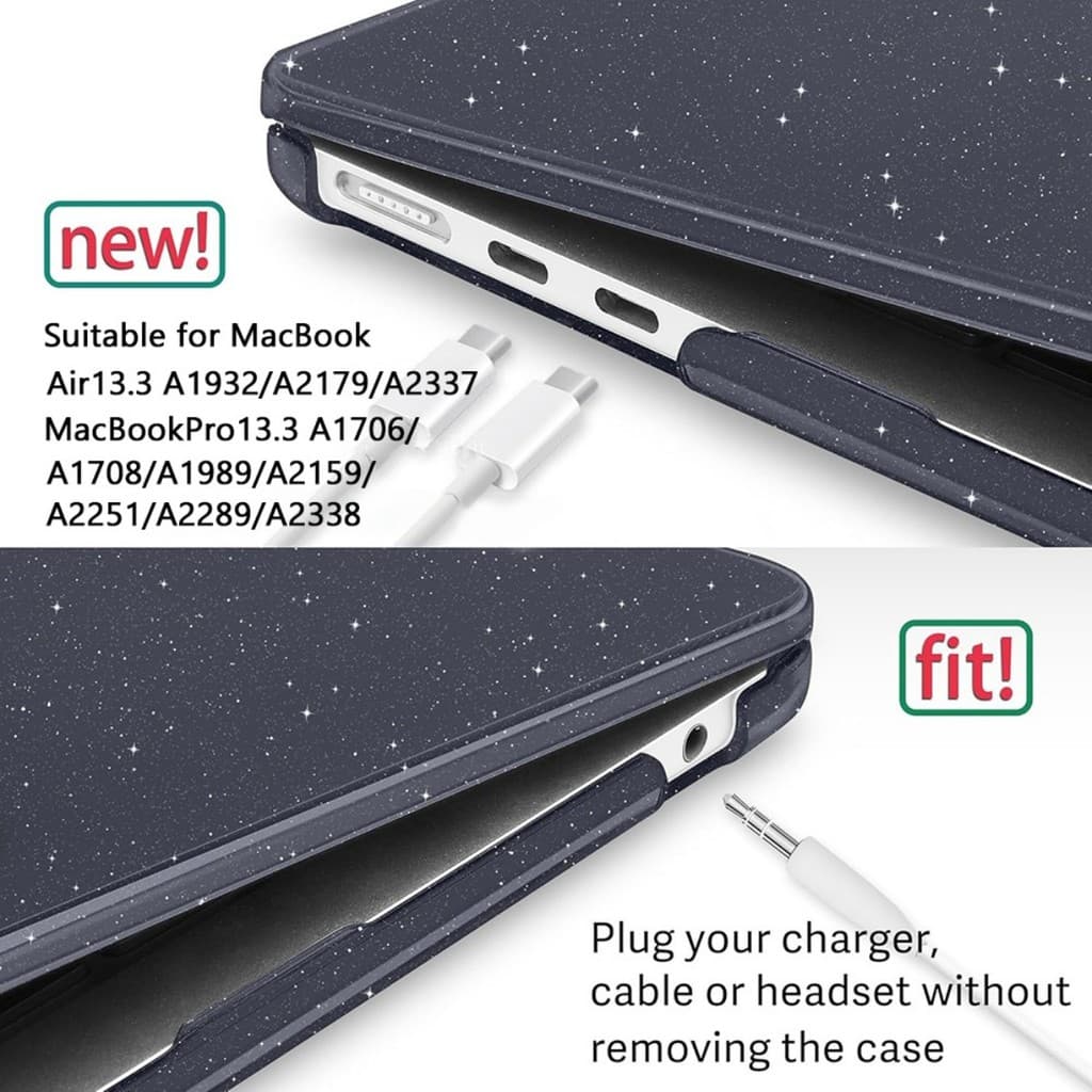 เคสแมคบุ๊ค สำหรับ Macbook Air 13 A2179 A2337 Pro 13 A2338 air 13.6 M2 A3113 A2681 M4 A3240 มีกลิตเตอร์ เคสคอมพิวเตอร์ใส รูปที่ 4