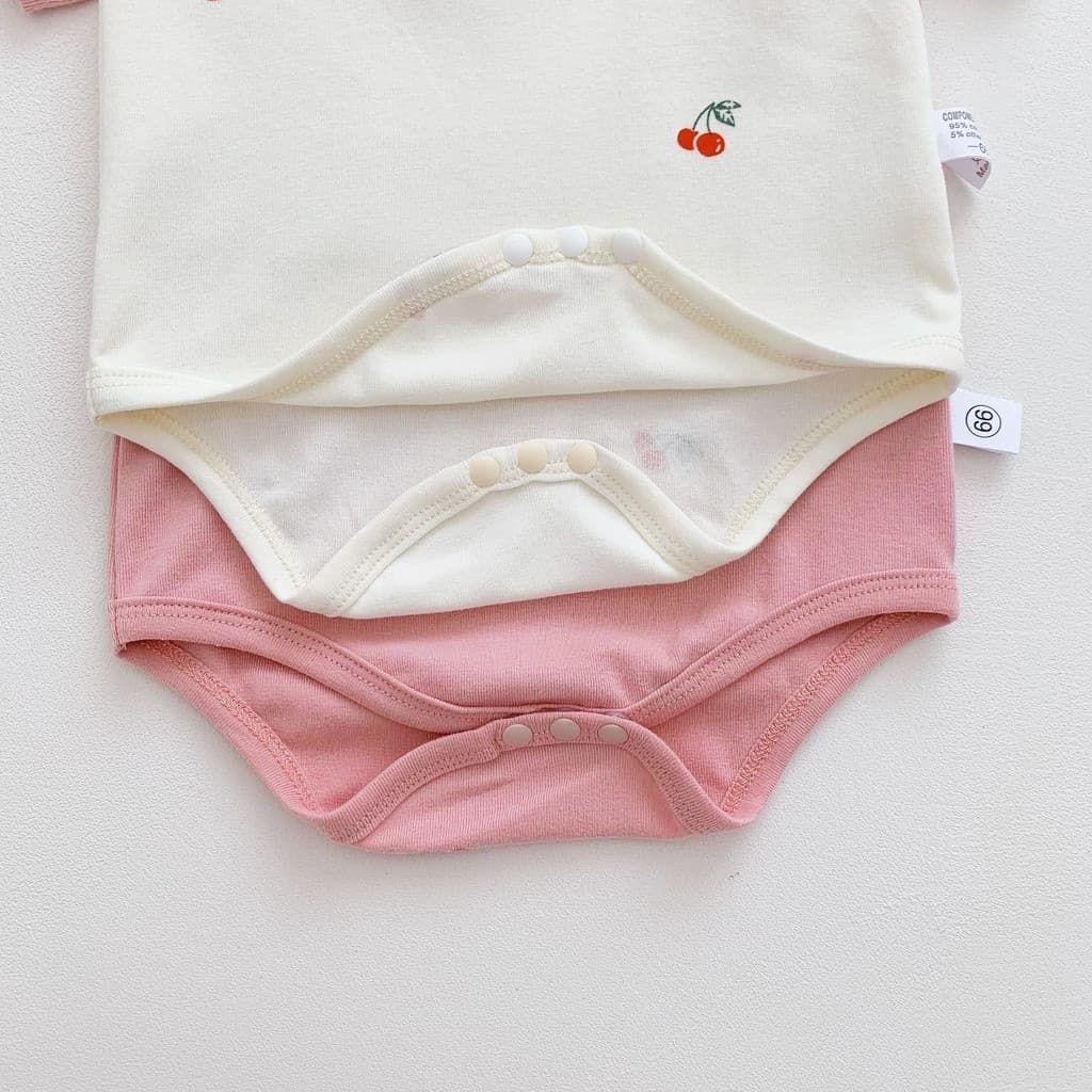 ฤดูร้อนเด็กสาวเชอร์รี่แขนสั้น ชุดรอมเปอร์ + หมวก0-24เดือนเสื้อผ้าเด็กบางน่ารักกระต่ายสามเหลี่ยมปีนเขาเสื้อผ้าบอดี้สูทกับหมวก รูปที่ 8