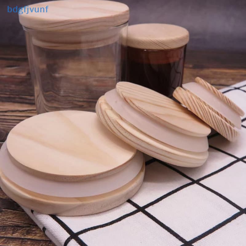Bdgf ซิลิกาเจลวงกลม ฝาไม้สน สําหรับ Cani Storage Jar ฝาปิดถ้วยแฮนด์เมด TH รูปที่ 7