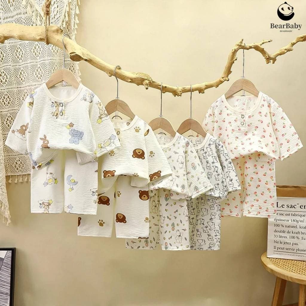 ชุดนอนเด็ก เสื้อผ้าเด็ก ยาว5ส่วน ลายน่ารัก ผ้าลาย น่ารัก ผ้าไม่ร้อนใส่สบาย รูปที่ 8