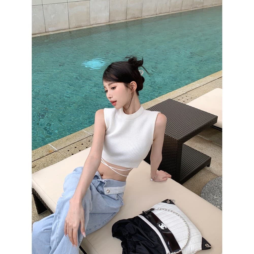 Gakki เสื้อครอปแขนกุด เสื้อกล้ามหญิง Y9306# รูปที่ 3