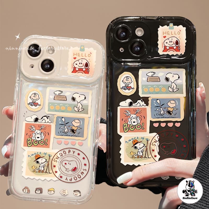 สำหรับ iPhone 11 15 14 13 12 Pro MAX 7 8 Plus X XR XS MAX เคส การ์ตูน สนูป กรณีโทรศัพท์กระจกพลิก ซิลิโคนนุ่ม TPU Case รูปที่ 1
