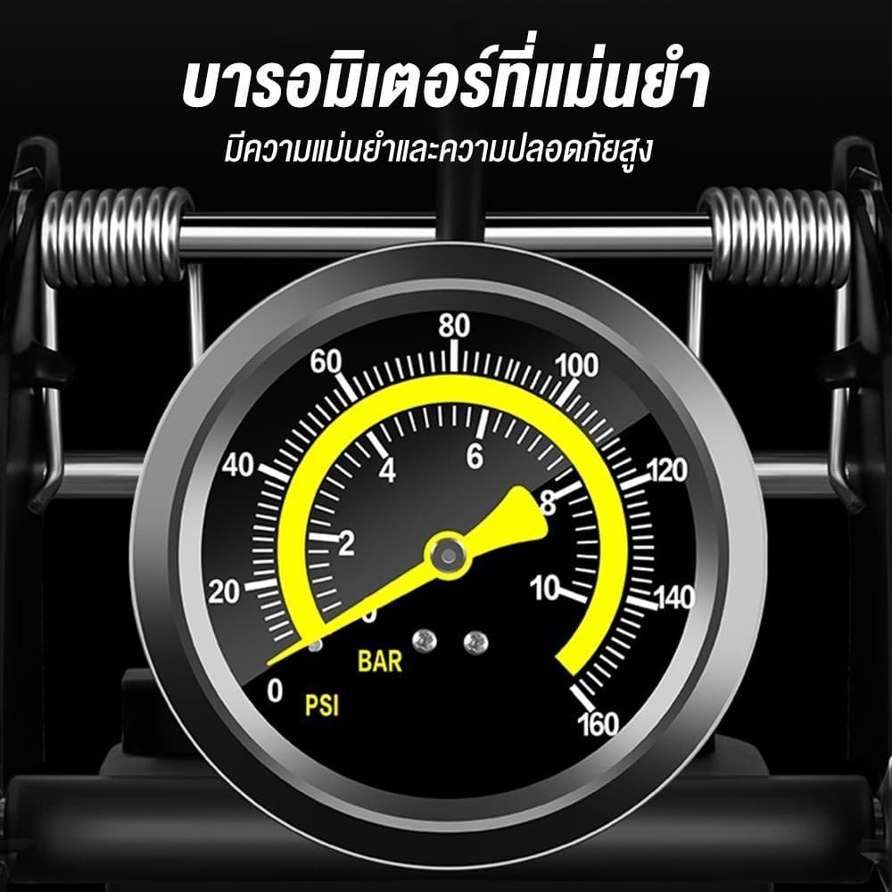 สูบลมแบบเท้าเหยียบ ที่เติมลมจักรยาน สูบลมจักรยานยนต์ ลูกบอล รถยนต์ ที่สูบลมจักรยาน Portable พกพาสะดวก แข็งแรงทนท รูปที่ 7