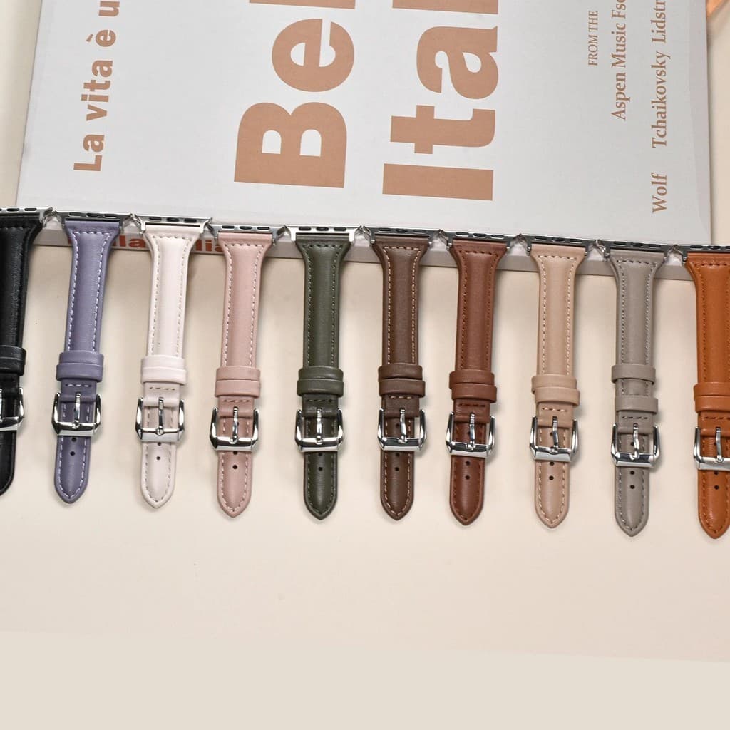 สายหนังแท้บางสําหรับ Apple Watch - สายรัดปรับได้ Compatible Series 4-9/SE/Ultra 38-49 มม. รูปที่ 6