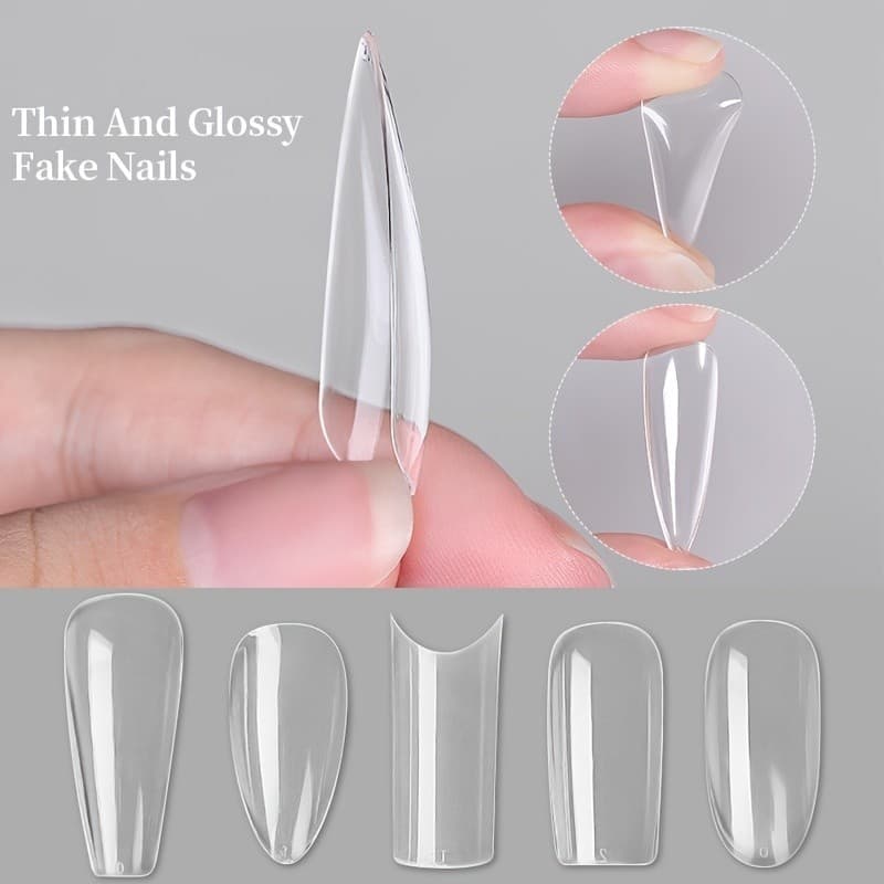 120 ชิ้น Full Cover Square Oval Transparent False Nail Tips - Soft Gel Tips เครื่องมือทําเล็บ รูปที่ 8