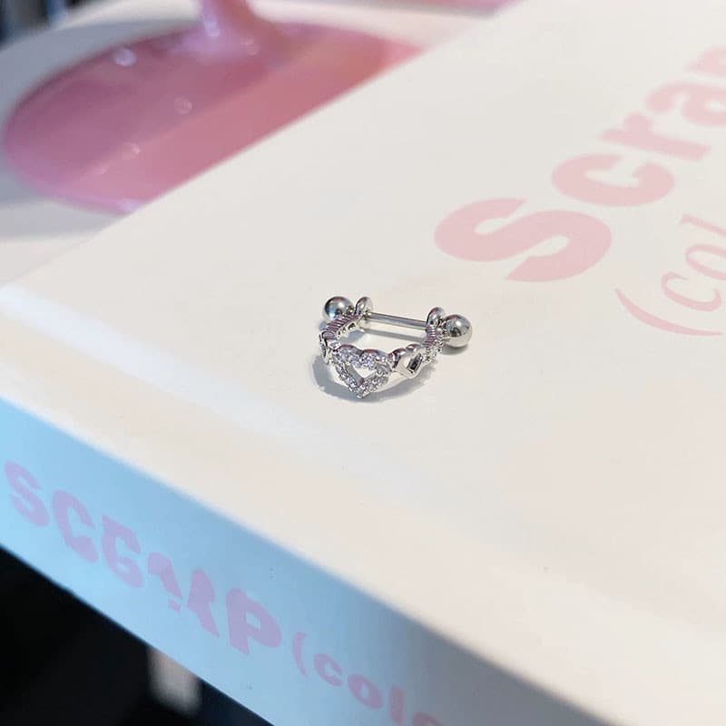 1 ชิ้นความงามโลหะผสม D-ring ต่างหูหู Rhinestone คู่สําหรับผู้หญิง รูปที่ 5