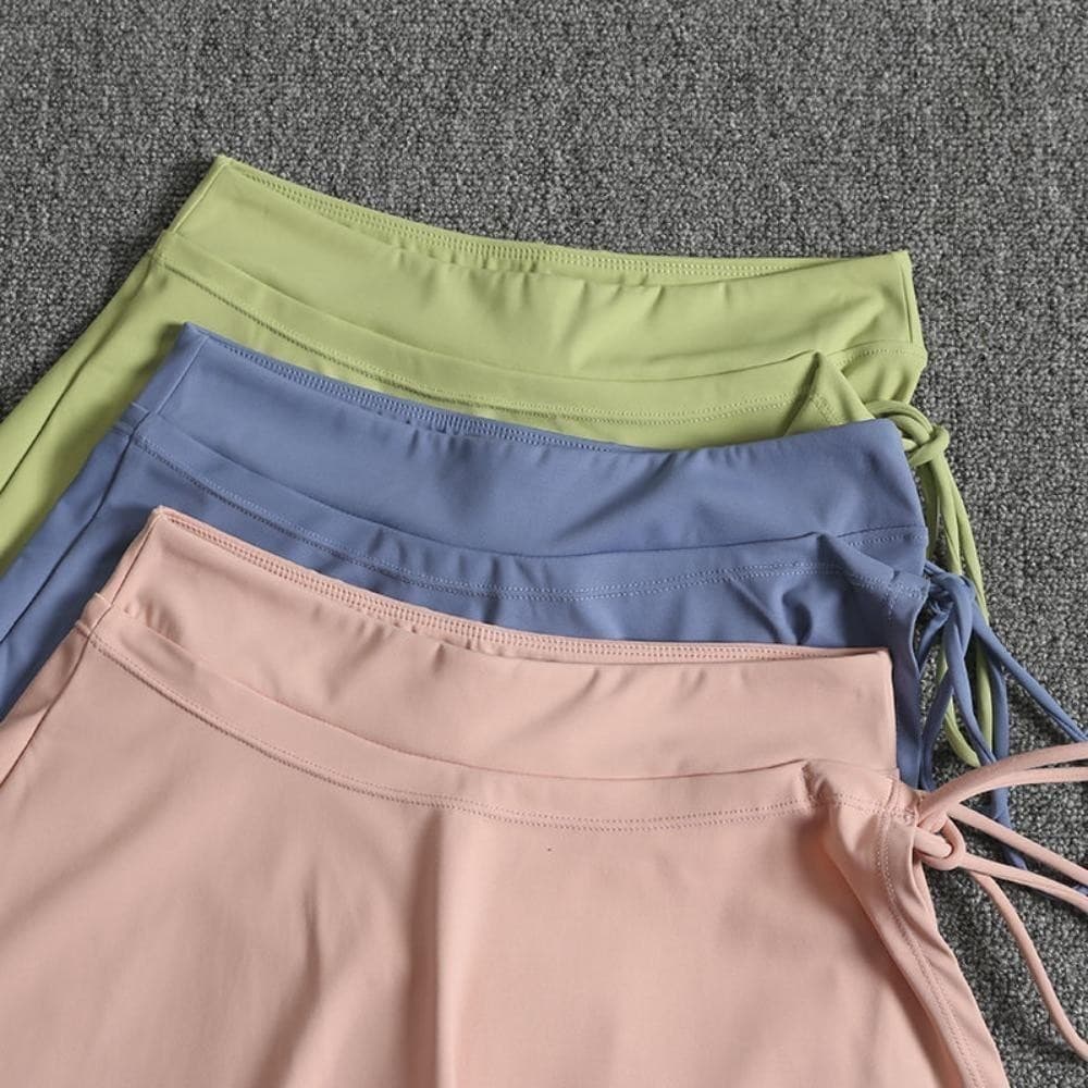 Trendyzone กระโปรงสั้น PVA สีพื้น สําหรับออกกําลังกาย เล่นโยคะ รูปที่ 9