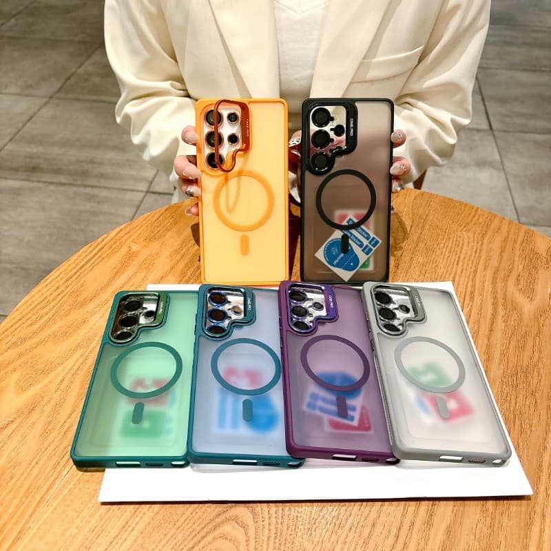 SAMSUNG หรูหรากระจายความร้อนmatteแม่เหล็กเคสโทรศัพท์สําหรับsamsung Galaxy S25 S24 S25Ultra S24Ultra S25 S24Plusเลนส์ป้องกันฟิล์มกล้องวงเล็บโลหะAntiลายนิ้วมือปกหลัง รูปที่ 9