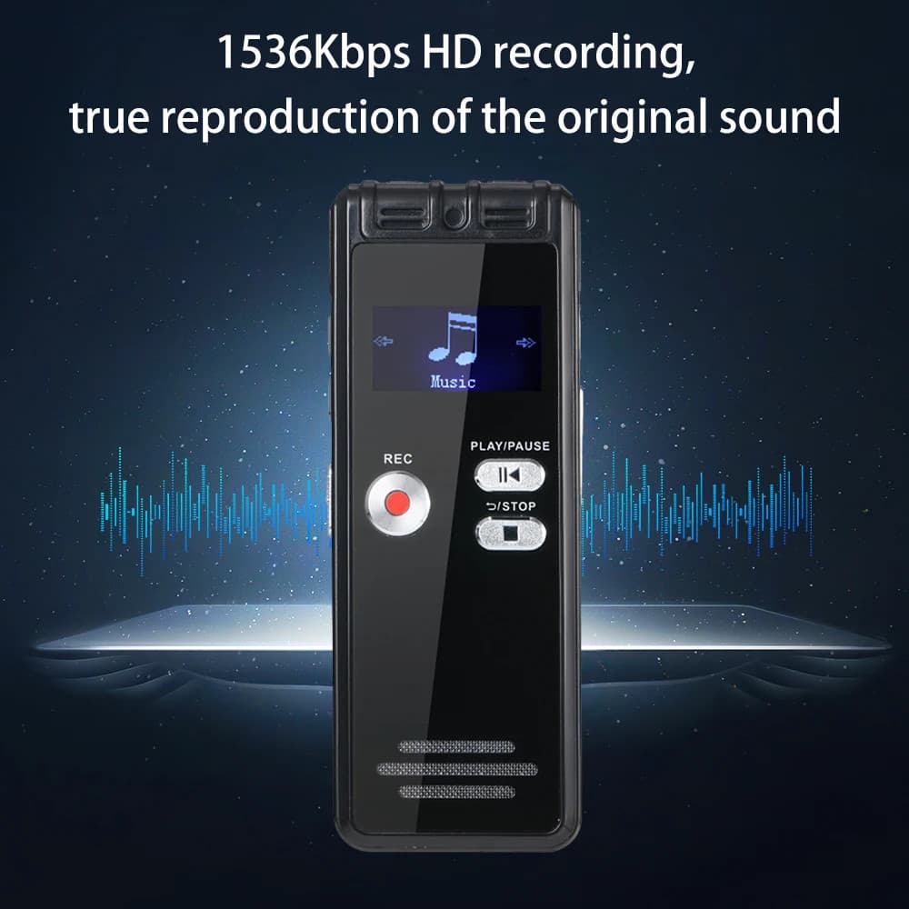 เครื่องอัดเสียง 16/32/64GB WAV/MP3 การบันทึกเสียงไร้สูญเสีย 1536K ไร้เสียงรบกวน เครื่องบันทึกเสียง รูปที่ 5