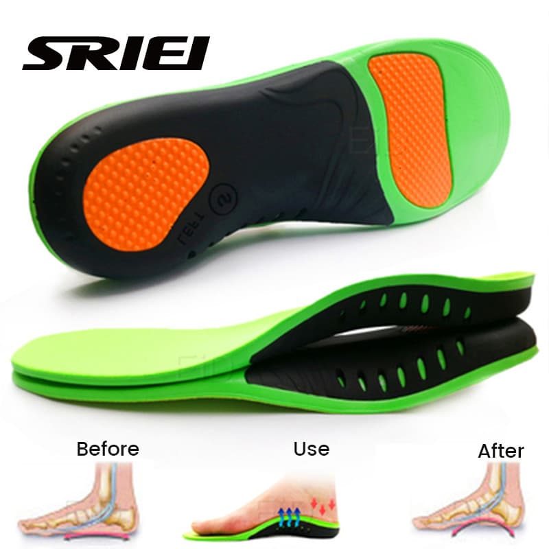 Sriei แผ่นรองเท้า Arch Support รองรับเท้าแบน Orthotic Insoles ดูดซับแรงกระแทก นวด บรรเทาปวดส้นเท้า Plantar Fasciitis สําหรับขา X/O รูปที่ 1