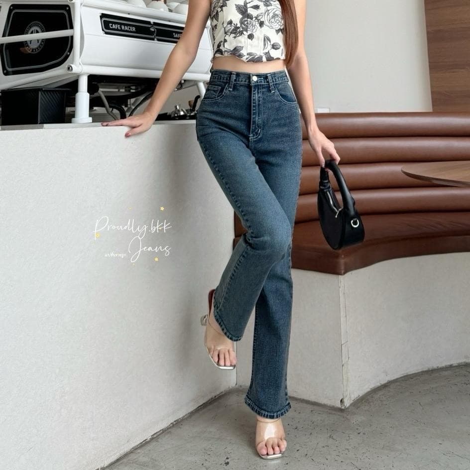 Proudly - ยีนส์ขาม้าเล็ก รุ้นพลอย“น้องเอวสูงทรงสวยขาเรียว ผ้ายีนส์ยืด 4สี 8ไซส์เอว25-40 รูปที่ 6