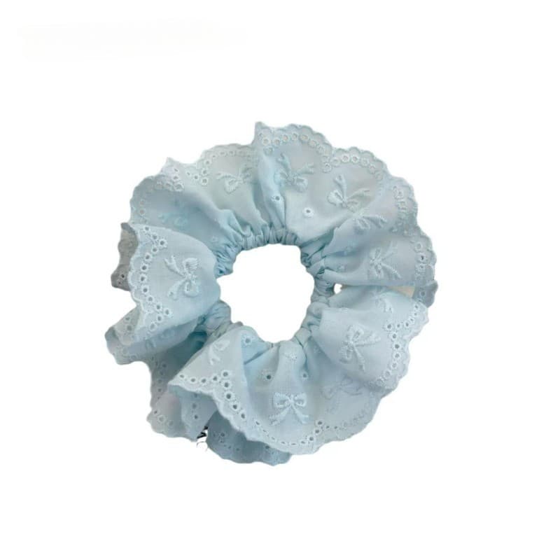 ผู้หญิงสีขาวสีฟ้าสีชมพูผ้าฝ้ายลูกไม้ Fairy Priness เชือกผมหางม้า Scrunchies ผมผูก รูปที่ 9
