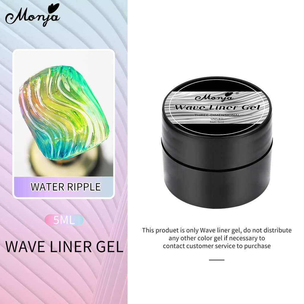 Monja 5ml Wave Liner Gel Molding Polish สําหรับ ภาพวาดรูปแบบน้ําสามารถใช้กับกระจกผงเล็บเครื่องมือ รูปที่ 5