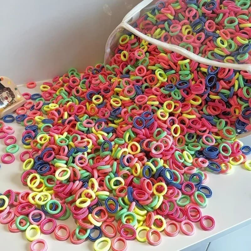 100-500 ชิ้นที่มีสีสัน Basic ไนลอน Ealstic ผม Ties สําหรับสาวผมหางม้าถือ Scrunchie ยาง Band เด็ก Basic อุปกรณ์เสริมผม รูปที่ 5