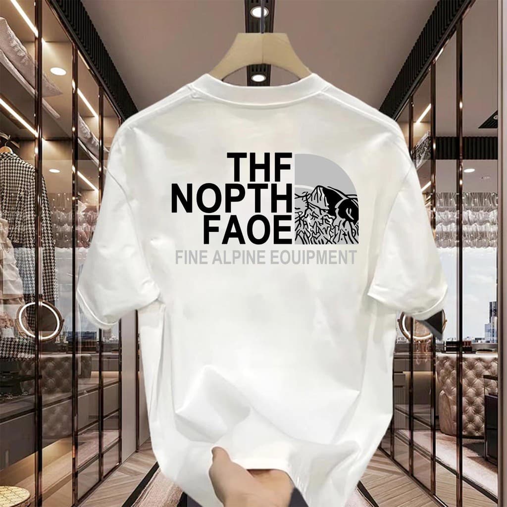 Basiเสื้อผู้ชาย เสื้อยืด oversize ไม่ต้องไปสนใจ เกรดพรีเมียม เสื้อคอตตอน ไม่หดตัว ใส่สบาย THE NOPTH FAOE รูปที่ 2