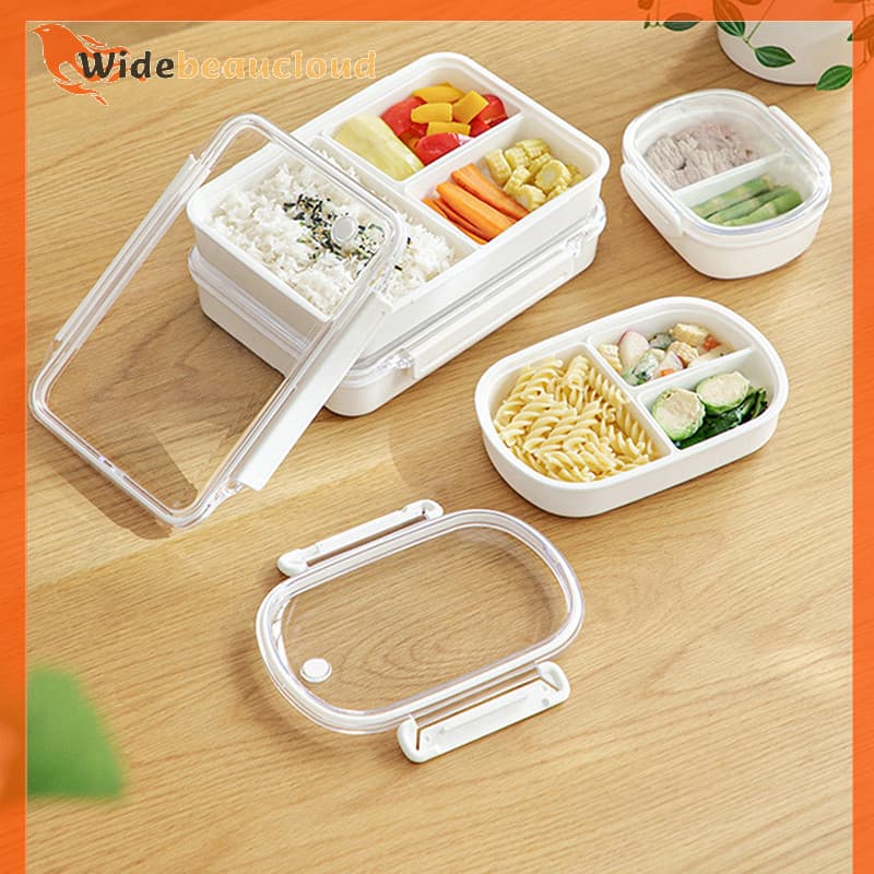 Widebeaucloud กล่องอาหารกลางวันเบนโตะช่องผลไม้ ไมโครเวฟได้ แช่เย็น พกพา ปิดผนึก รูปที่ 2