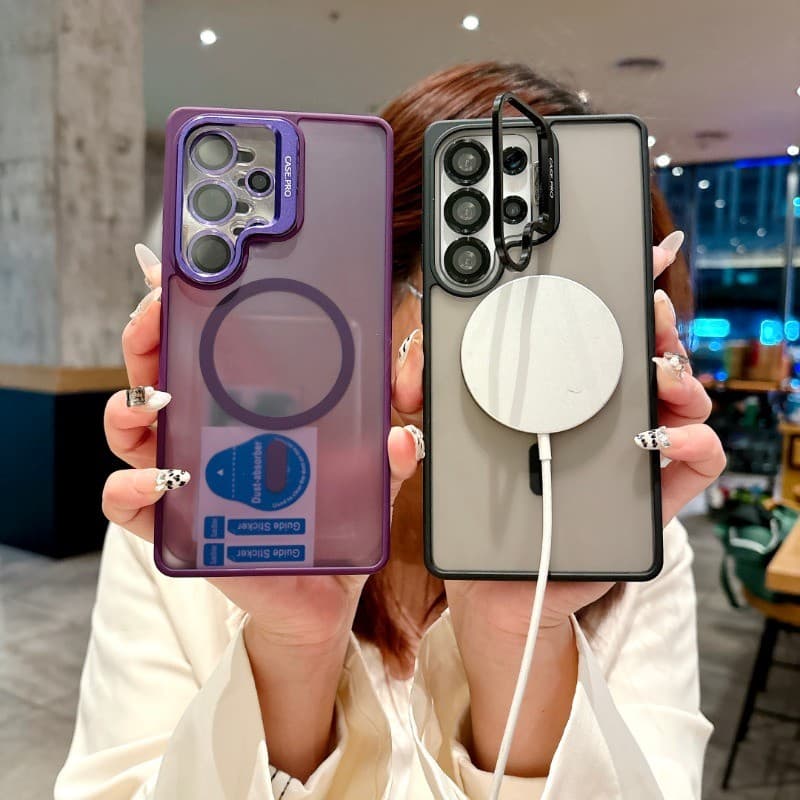 SAMSUNG หรูหรากระจายความร้อนmatteแม่เหล็กเคสโทรศัพท์สําหรับsamsung Galaxy S25 S24 S25Ultra S24Ultra S25 S24Plusเลนส์ป้องกันฟิล์มกล้องวงเล็บโลหะAntiลายนิ้วมือปกหลัง รูปที่ 8