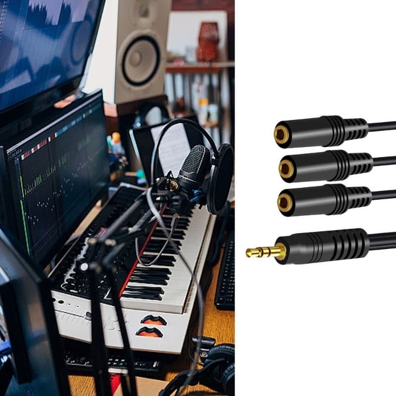 Bloss สเตอริโอ AUX สายไฟ 3 5 มม.ชาย 3 5 มม.ตัวเชื่อมต่อหญิง AUX อะแดปเตอร์สาย Converters Splitter สาย 30 ซม.ยาว รูปที่ 3