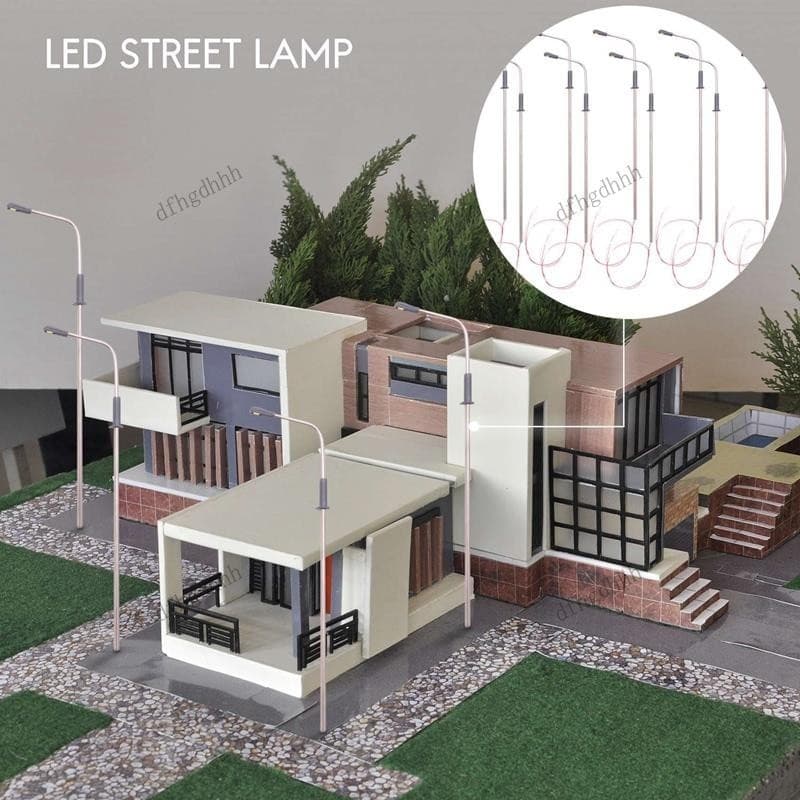 โมเดลโคมไฟถนน Led หัวเดียว 1: 100 10 ชิ้น รูปที่ 2