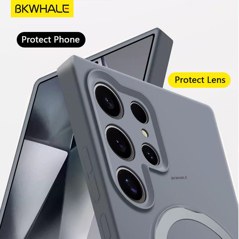 SAMSUNG BKWHALE วงเล็บแม่เหล็กซิลิโคนเหลวเคสโทรศัพท์สําหรับSamsung S26 S25 S24 S23 Ultra Plus S26+ S25+ S24+ S23+ S25Edgeปลอกพร้อมผู้ถือ รูปที่ 7