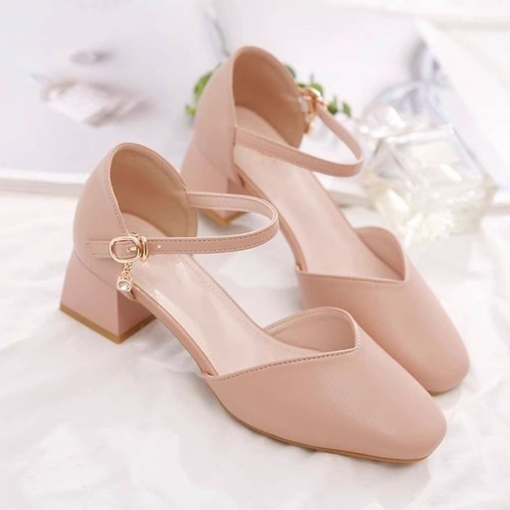 ] 2สี รองเท้าส้นสูง รองเท้าทำงานสำหรับผู้หญิง วัสดุทำจากยางใส่ออกงานสวยงาม รูปที่ 5