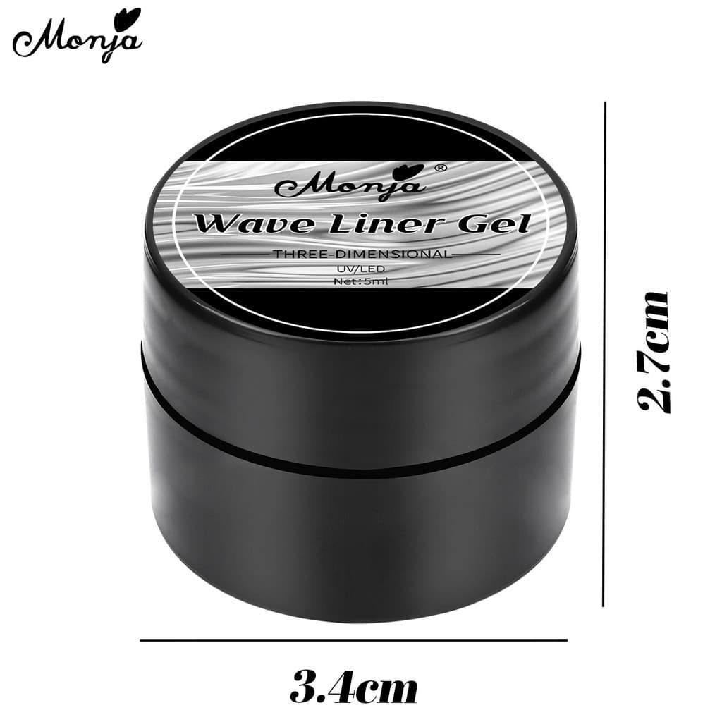 Monja 5ml Wave Liner Gel Molding Polish สําหรับ ภาพวาดรูปแบบน้ําสามารถใช้กับกระจกผงเล็บเครื่องมือ รูปที่ 9