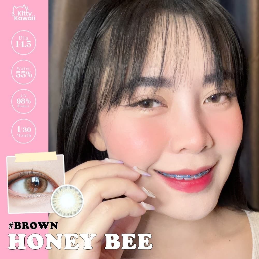 คอนแทคเลนส์ ขนาดมินิ Honey bee Brown/Gray รูปที่ 5