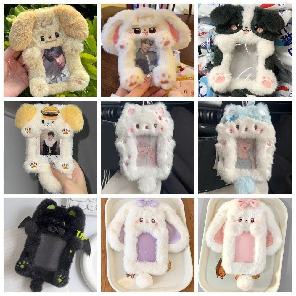 ไอดาฟี2 การ์ดรูปถ่าย ,ตุ๊กตากระต่าย/สุนัข/แมวผู้ถือบัตรภาพถ่าย,คุณภาพสูงกระต่ายหูใหญ่/ชายแดน คอลลีมัลติฟังก์ชั่ไอดอลภาพฝาครอบป้องกันนัก รูปที่ 6